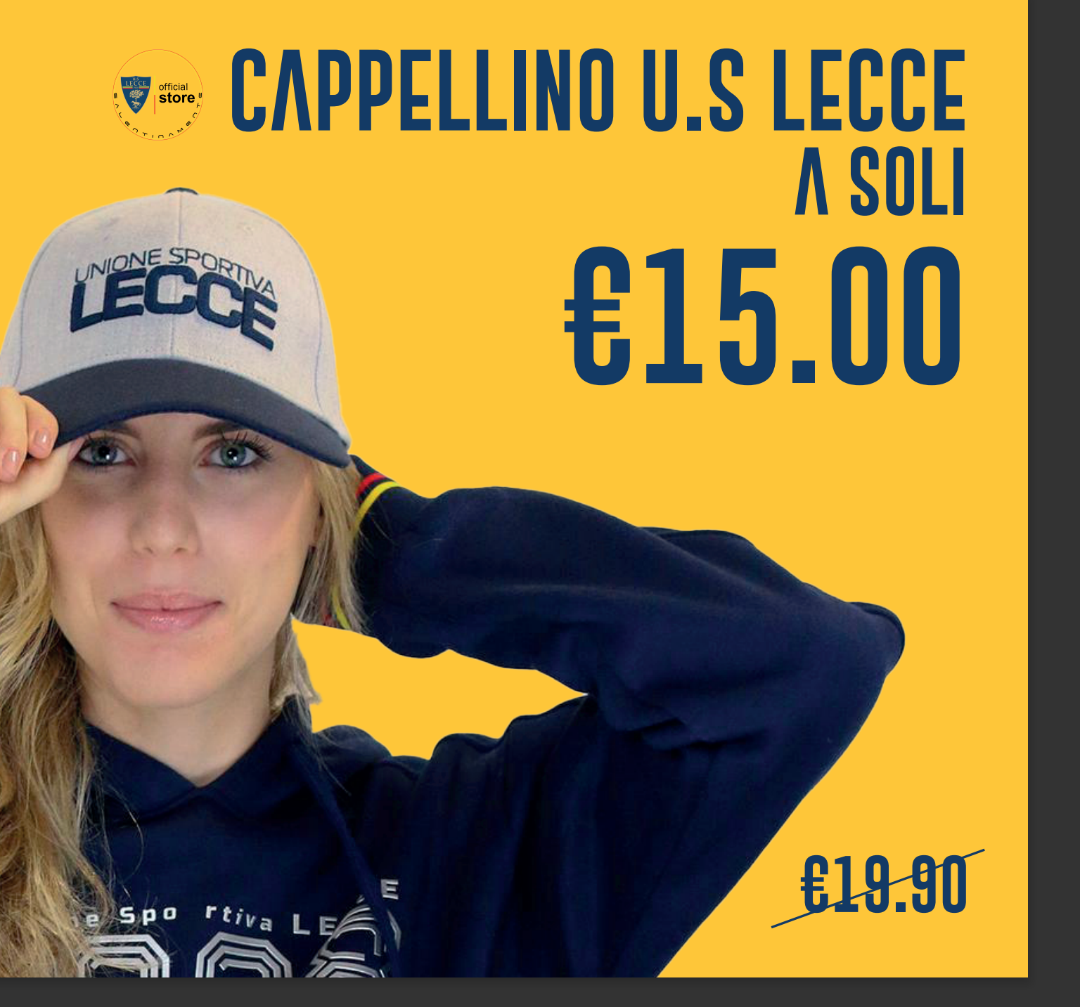 M908 – CAPPELLO VISIERA UNIONE SPORTIVA LECCE GRIGIO BLU BAMBINO E ADULTO