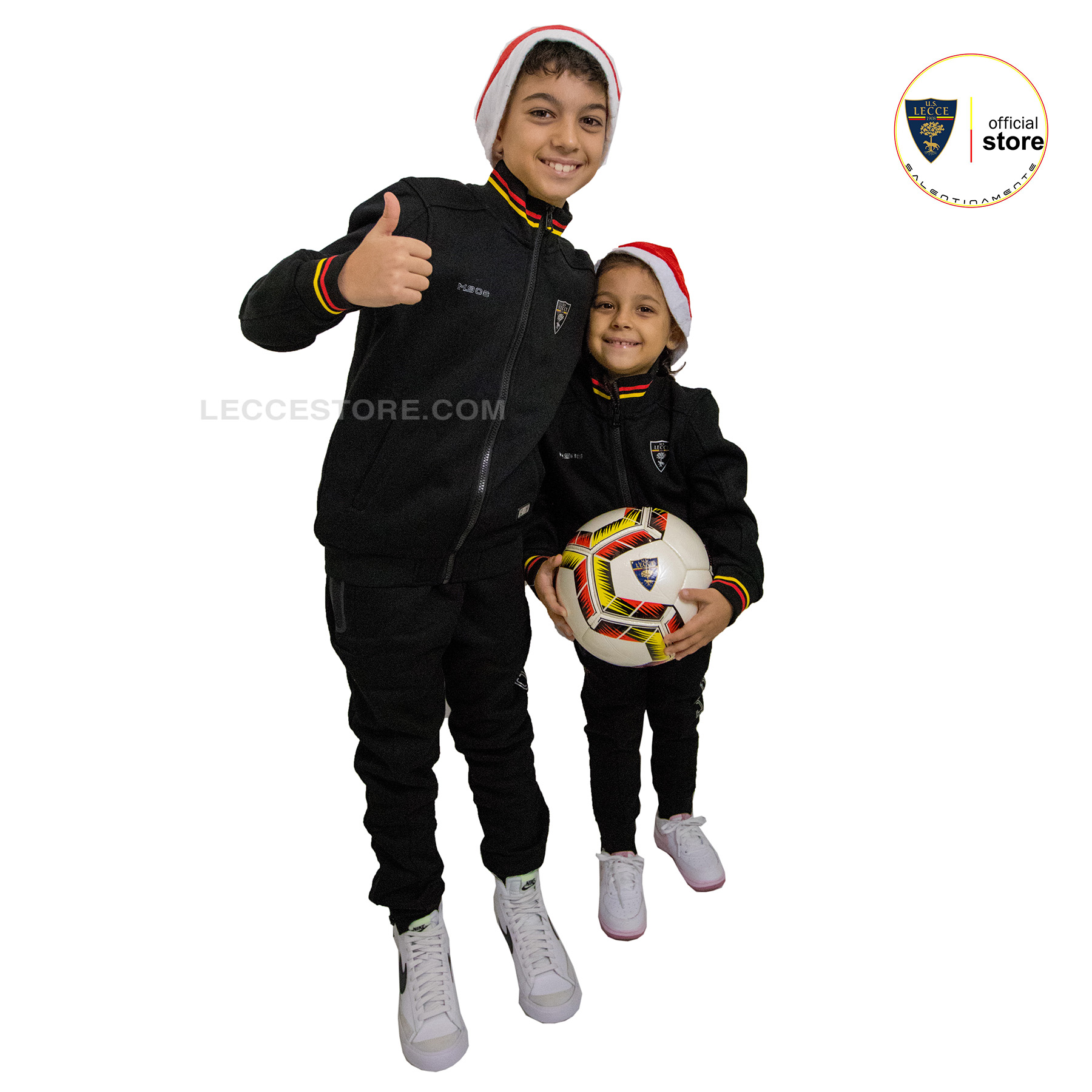 M908 – FELPA ZIP NERA COLLETTO GIALLOROSSO U.S.LECCE CALCIO BAMBINO