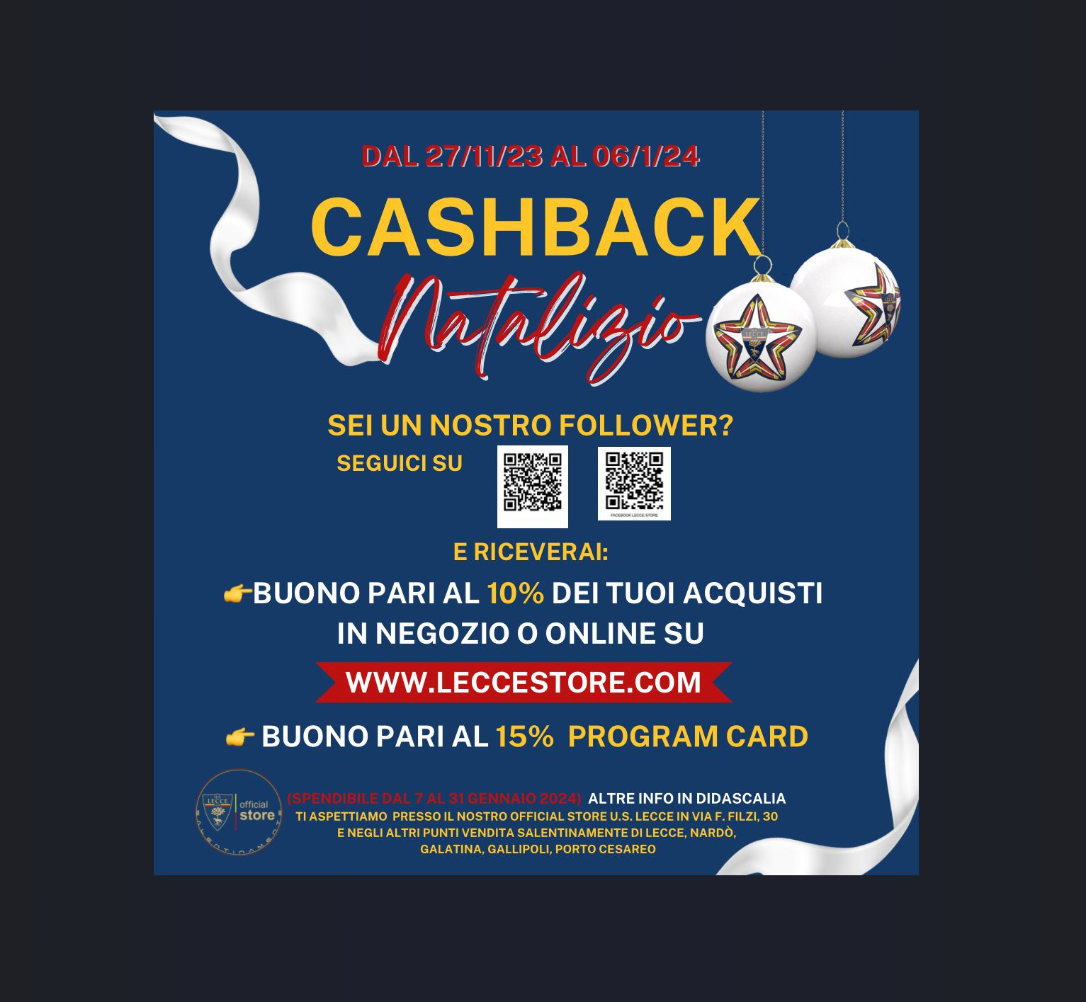CASHBACK NATALIZIO – ENTRA E LEGGI LA PROMO