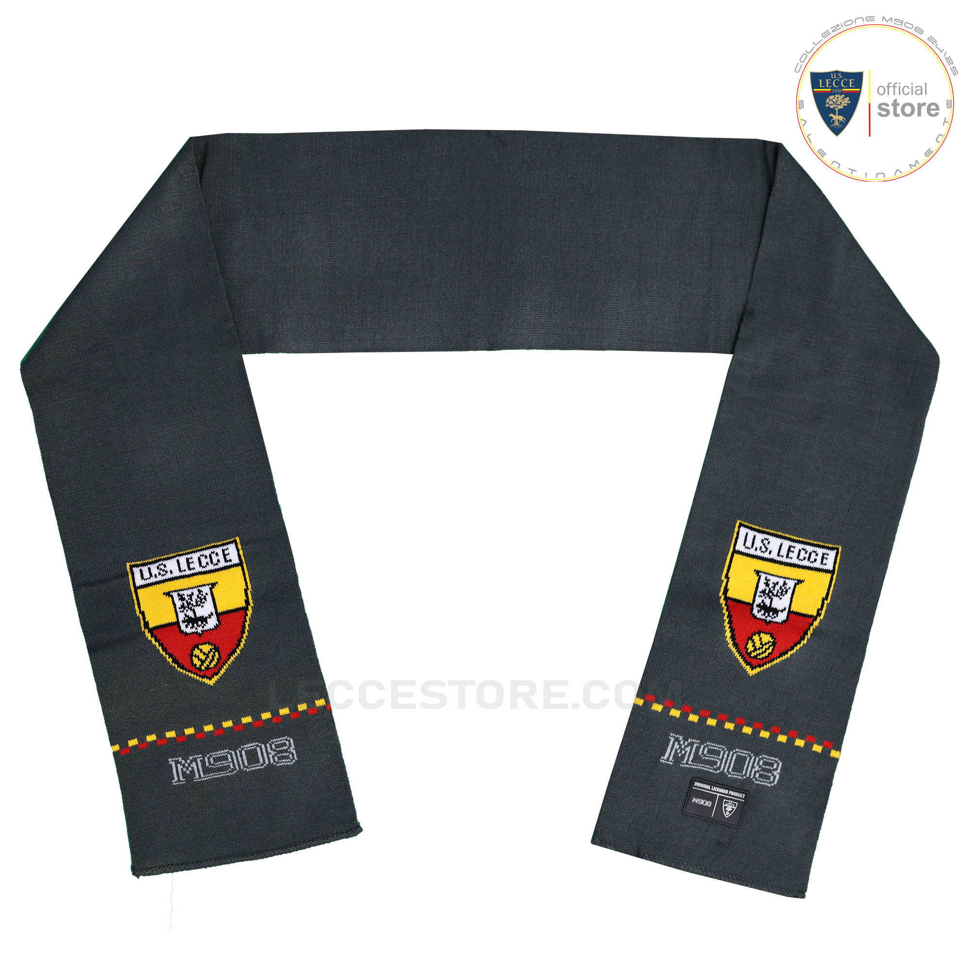 M908 -SCIARPA UNIONE SPORTIVA LECCE GRIGIO ANTRACITE SCUDETTO STORICO